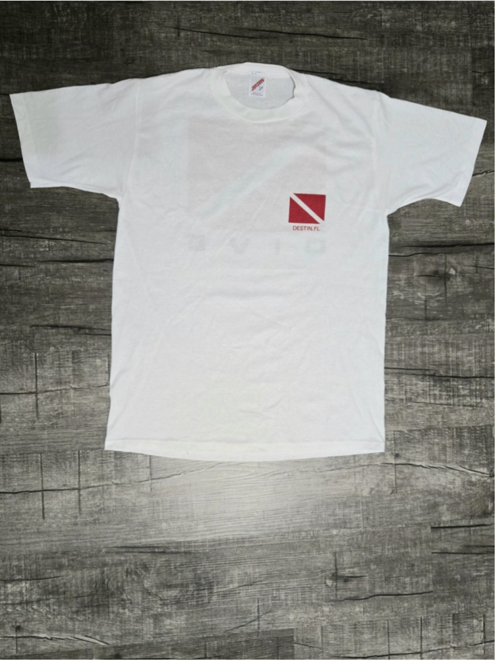 Vintage 90s Jerzees Scuba Dive Flag T Shirt Large Destin Florida Made In USA... - Picture 1 of 6
